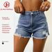 Women's Clothing High-Waisted Ripped And Frayed Denim Shorts Versatile Hot Pants For Summer_mkmklike.com