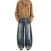 Men's Clothing Men's Retro Barn Style Washed Distressed Straight Leg Jeans Tie Dye Wide Leg Pants Curved Knife Loose Fit_mkmklike.com