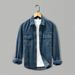 "Men's Oversized Denim Shirt Jacket -Inspired Distressed Wash, Thickened Cotton Blend, Relaxed Fit For Streetwear & Layering"_mkmklike.com