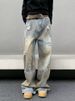 Retro Washed Distressed Wide-leg Jeans For Men, Loose Straight Leg, Casual And Versatile, Vibe Drape Trousers_mkmklike.com