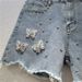 2025 Summer New Versatile Design Hot Pants High Waist Slim Three Dimensional Flower Stickers Ins Denim Shorts For Women_mkmklike.com