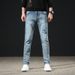 AM Premium Men's Washed Denim Jeans Straight Leg Casual Trousers Trendy Autumn Arrival Versatile Loose Fit_mkmklike.com