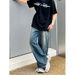 Nordmann American Style Trendy Blue Jeans For Men New Vintage Washed Casual Pants Loose Straight Wide-Leg Long Trousers_mkmklike.com