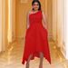 Women's Clothing solid color temperament commuting large bow banquet dress skirt plus size dress_mkmklike.com