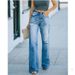 Women’s Clothing mid waist straight leg mopping floor washing ripped and torn denim trousers for women_mkmklike.com