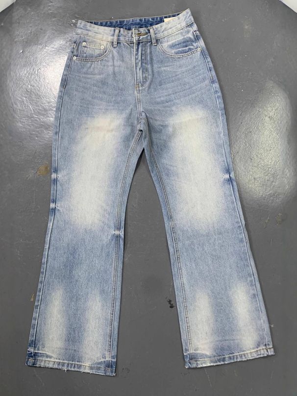 Cream Blue Relaxed Straight-Leg Washed Denim Jeans – Soft Vintage Cleanfit Pants With Distressed Whiskering & Light Wash (S-XXL, Non-Stretch, Unisex)_mkmklike.com