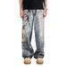 Men's Clothing Jeans Men's Summer Retro Print Trendy Wide Leg Straight Pants_mkmklike.com