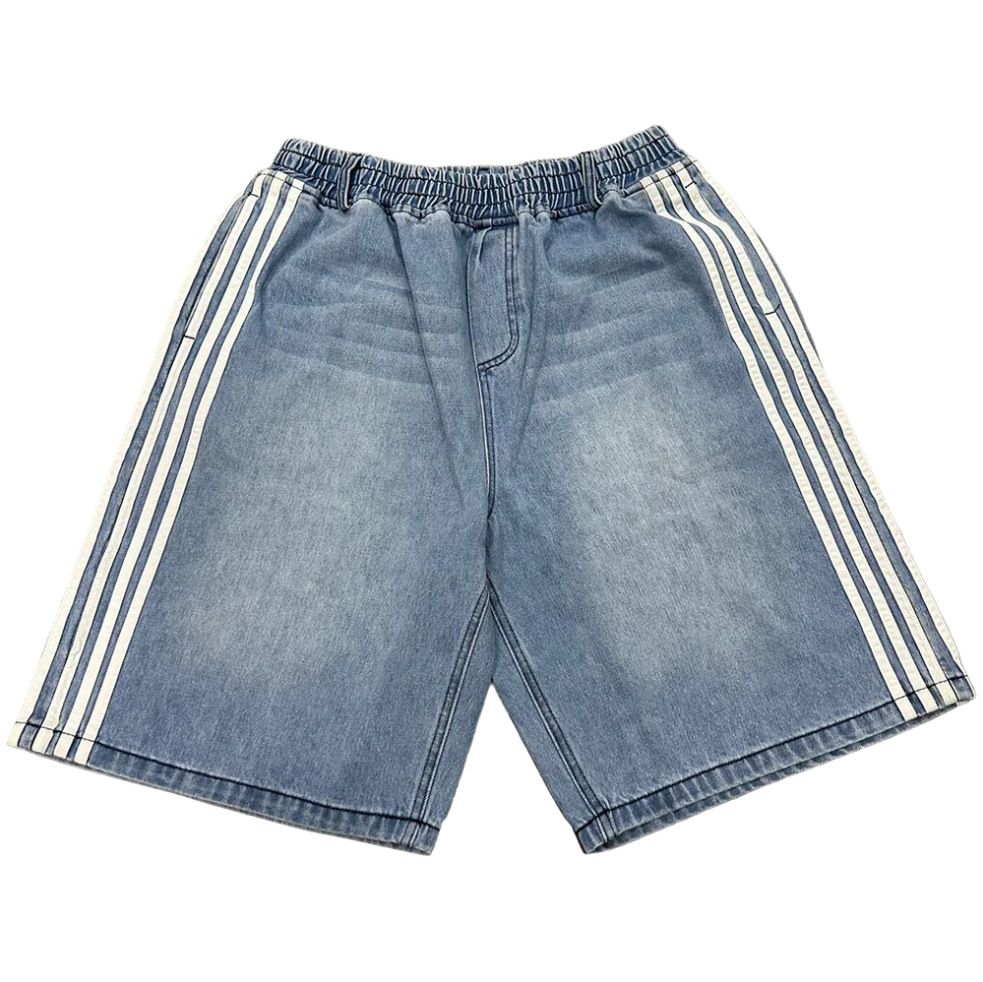 Men's Clothing Retro Street Striped Jeans Washed Distressed Casual Straight Wide Leg Mopping Trousers_mkmklike.com