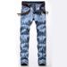 "Men's Light Wash Stretch Jeans – Straight Leg Vintage Style In Blue & Nostalgic White (Sizes 28-42)"_mkmklike.com