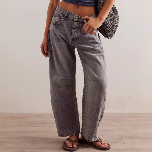 2023 New Cross-Border European And American Hot-Selling Fashion Casual Wide-Leg Loose Jeans For Women Mid-Low Waist_mkmklike.com