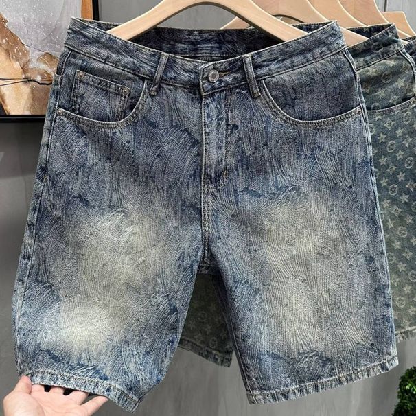 Men's Clothing Men's Casual Denim Shorts Loose Fitting Artistic Design Jacquard Pattern Stylish Summer Wear For Formal & Casual For Women_mkmklike.com