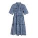 Women's Clothing Lapel Short Sleeve Spring And Summer Elegant Loose Women's Mid Length Dress_mkmklike.com