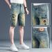 Men's Embroidered Distressed Denim Shorts Vintage Washed Straight Fit Casual Streetwear Summer Color 712 Sizes 28 38_mkmklike.com