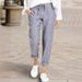 Women's Drawstring High Waist Pocket Loose Cotton and Linen Casual Pants_mkmklike.com