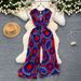 Women's Clothing Vacation ins outfit for women high-end sleeveless V-neck strap waist print loose wide-leg pleated jumpsuit_mkmklike.com