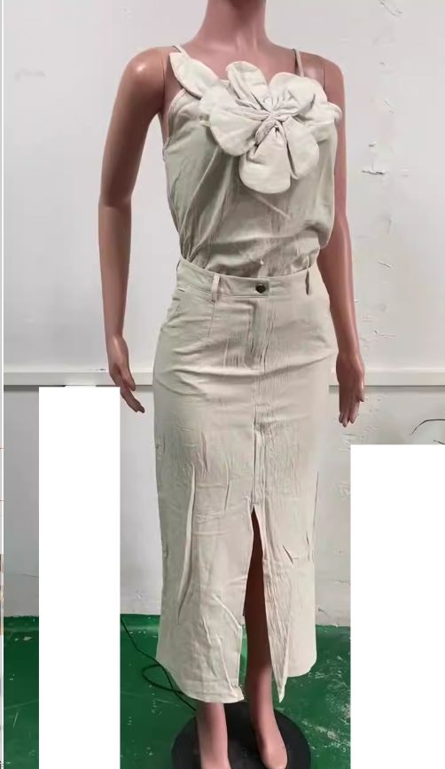 Holiday Daily Women's Streetwear Solid Color Linen Cotton Skirt Sets Skirt Sets_mkmklike.com