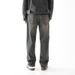 Men's Straight-Leg Jeans – Vintage Washed Denim With Slight Stretch, Relaxed Fit & Mid-Rise For Casual & Streetwear_mkmklike.com