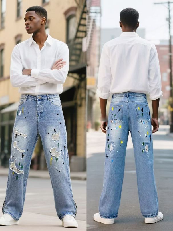 Men's Stretch Denim Jeans – Comfort Fit Elastic Waist Casual Trousers (Relaxed Fit, Breathable & Flexible)_mkmklike.com