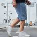 Men's Dark Blue Denim Shorts Mid-Length Slim Fit Straight Leg Summer Multi Craft Design Simple Trousers_mkmklike.com