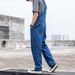 Pure Light Blue Overalls Men's Trendy Korean Style Loose Straight Workwear Denim Suspender Pants Dad Retro Jumpsuit_mkmklike.com