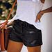 Women's Clothing Women's Elastic Mid Waist Denim Shorts With Holes_mkmklike.com