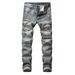 Men's Clothing New Cross Border Men's Clothing Ripped Straight Slim Non Elastic Jeans Many Tattered Men_mkmklike.com