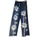 Women's European Style Heavy Duty 3D Floral Rhinestone Jeans Elastic Waist Loose Fit Slimming Fashionable Wide Leg Trousers For Spring And Autumn_mkmklike.com