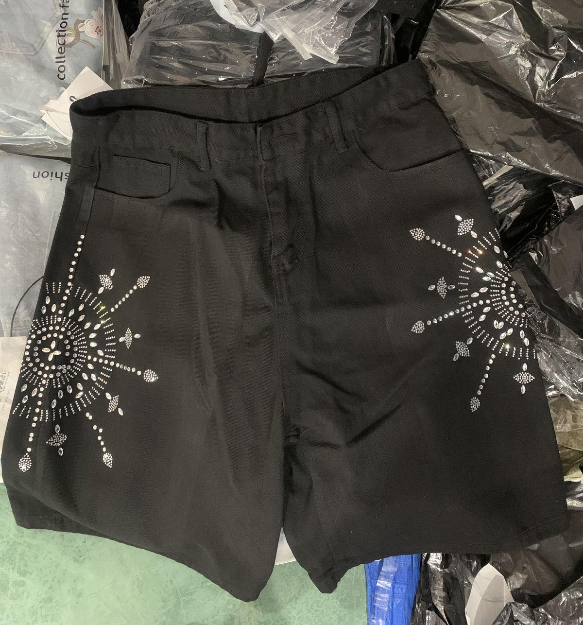 Men's Clothing Trend Street Rhinestone Decorated Denim Shorts Men's High Street Niche All Match_mkmklike.com