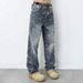 Men's Relaxed Fit Star Print Jeans – Vintage Washed Straight Leg Denim Pants (Size 28-38, Blue)_mkmklike.com