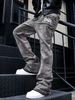 Men's Heavyweight Washed Denim Jeans - Graffiti Letter Print & White Splatter Paint Designer Jeans AAA_mkmklike.com