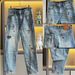 Men's Slim Fit High Stretch Jeans Ripped Embroidery Light Colored Mid Waist Straight Pants Trendy Autumn Trousers_mkmklike.com