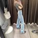Plus Size American Washed Straight Leg Jeans For Women, New Spring Style, Slim Fit, Loose Fit, High Waist, Versatile, Floor Length Pants_mkmklike.com