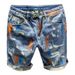 Men's Clothing Summer New Ink Splash Hole Denim Shorts Men's Loose Straight Five Point Men's Mid Length Pants_mkmklike.com