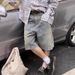 Distressed Vintage Washed Denim Shorts For Men - Relaxed Fit American Retro High Street Cargo Knee-Length Shorts_mkmklike.com