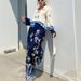 Women's clothing fashion positioning printed loose long-sleeved tops wide-leg pants two-piece set_mkmklike.com