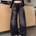 Retro Washed Whiskered Cleanfit Jeans Loose Fit Straight Leg Blue Cotton Trousers for Men And Women Versatile Cool Style_mkmklike.com