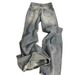 Vintage Distressed High-Waisted Wide-Leg Jeans For Women – Retro Denim Pants With Raw Hem & Patchwork Details_mkmklike.com