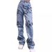 Women's Clothing supply printed slim simple jeans for women_mkmklike.com