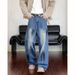 Men's Clothing Unisex Distressed High-Waisted Wide-Leg Jeans | Streetwear Baggy Denim Pants | Vintage Washed & Ripped Straight Cut For Men & Women_mkmklike.com