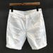 Men's Clothing Street Fashion White Ripped Denim Shorts Casual Trend Summer Scratched Beggar Five Points_mkmklike.com