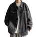 Denim Autumn Trend American High Street Jacket Men's Turn-Down Collar Stylish Loose Casual Coat Top_mkmklike.com