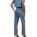 Women's Washed Pearl Denim Straight Leg Pants – Classic High Waist Trousers For Casual & Office Wear_mkmklike.com