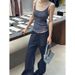 European And American Retro Design Patchwork Denim For Women, 2024 Summer Thin Style, Trendy Two-piece Low-waist_mkmklike.com