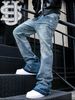 Men's Premium Washed Denim Jeans - US Embroidery & Splatter Paint Hip-Hop Streetwear Jeans_mkmklike.com