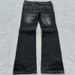 Men's Gothic Retro Flared Denim Trousers Washed Distressed Double Waist Unique Clothing Mid Waist Straight Pants Blue Long_mkmklike.com