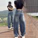 Vintage Flared Jeans For Women - High Waist Wide Leg Trousers, Plus Size Comfort Fit, Retro Denim Pants For Autumn_mkmklike.com