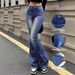 Women's Stretchy High-Waisted Flared Jeans - Slim Fit, Butt-Lifting & Retro Blue Denim For Sexy Streetwear Look (S-2xl)_mkmklike.com