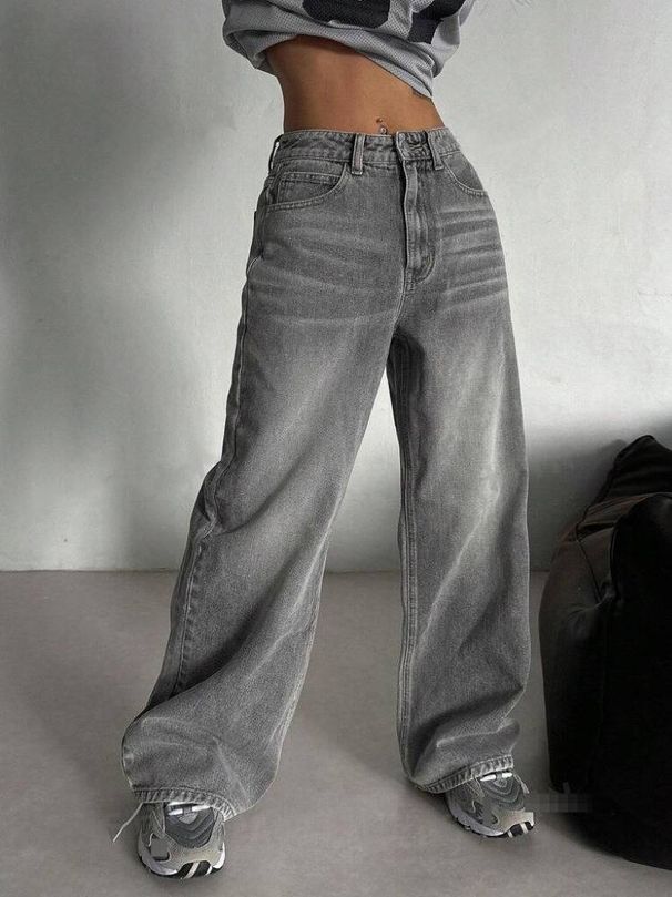 K Street Retro Wide Leg Jeans, High Waisted Loose Wide Leg Floor Pants_mkmklike.com