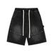 Men's Summer Heavyweight Denim Cargo Shorts Blue with Large Patches in Stock_mkmklike.com