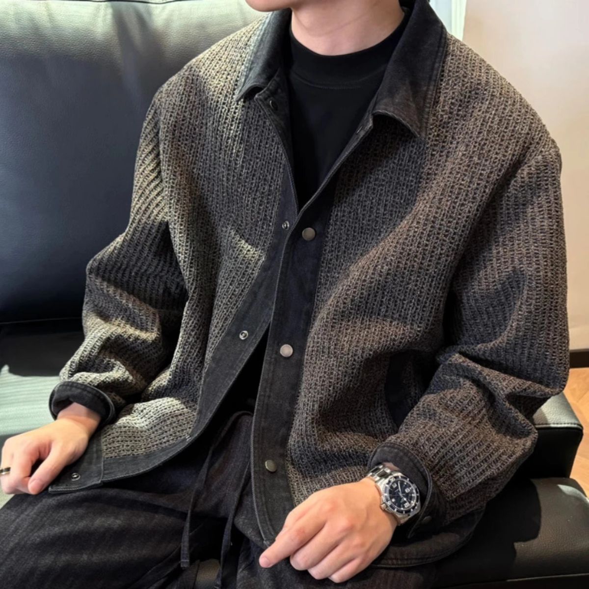 Autumn Men's Hot-Selling Patchwork Lapel Jacket Trendy Handsome Coat Fashionable Versatile Elegant High-Quality_mkmklike.com